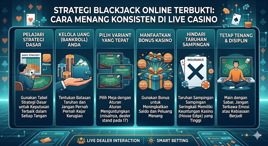 Strategi Blackjack Online Terbukti: Cara Menang Konsisten di Live Casino